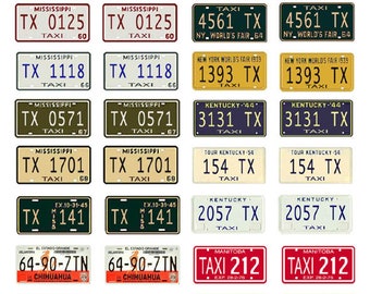 scale model taxi cab car license tag state plates