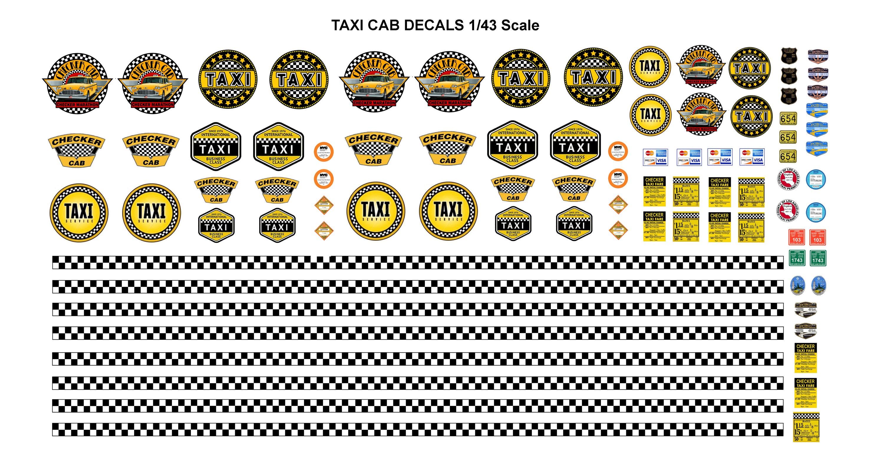 1/25 1/43 Scale Model Taxi Cab Decals - Etsy Norway