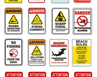 miniature  1:25 scale model diorama beach warning signs