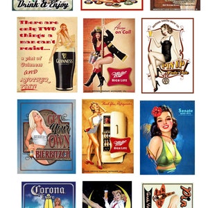 miniature scale model bar beer pin up posters