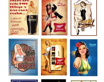 miniature scale model bar beer pin up posters