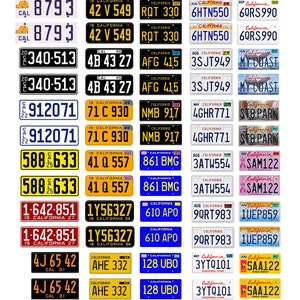 scale model car assorted USA license plates California state tags  1/18 1/25 1/43 1/64