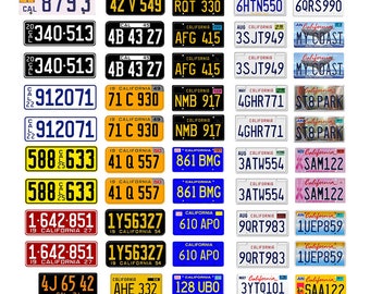 scale model car assorted USA license plates California state tags  1/18 1/25 1/43 1/64