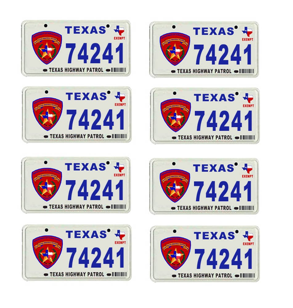Scale model Texas Highway Patrol police car license tag plates Etsy