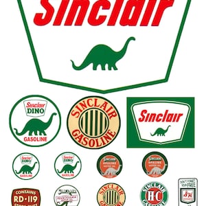 Letreros de gasolinera Sinclair Oil a escala miniatura