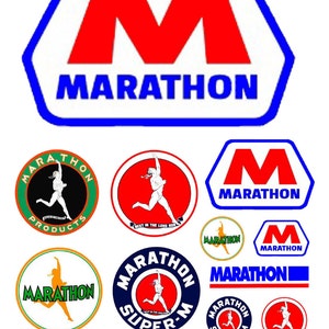 miniature scale model Marathon Oil gas station signs