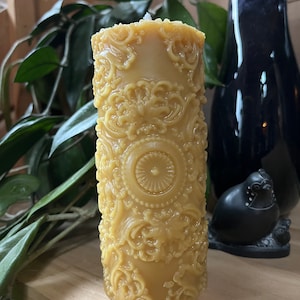 Coral’s 100% Pure Beeswax Decorative Motif Tall Pillar