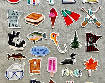 Lake Sticker Bundle | Minnesota Stickers | Lake Stickers | Fishing Stickers | Lake Lover Stocking Stuffers