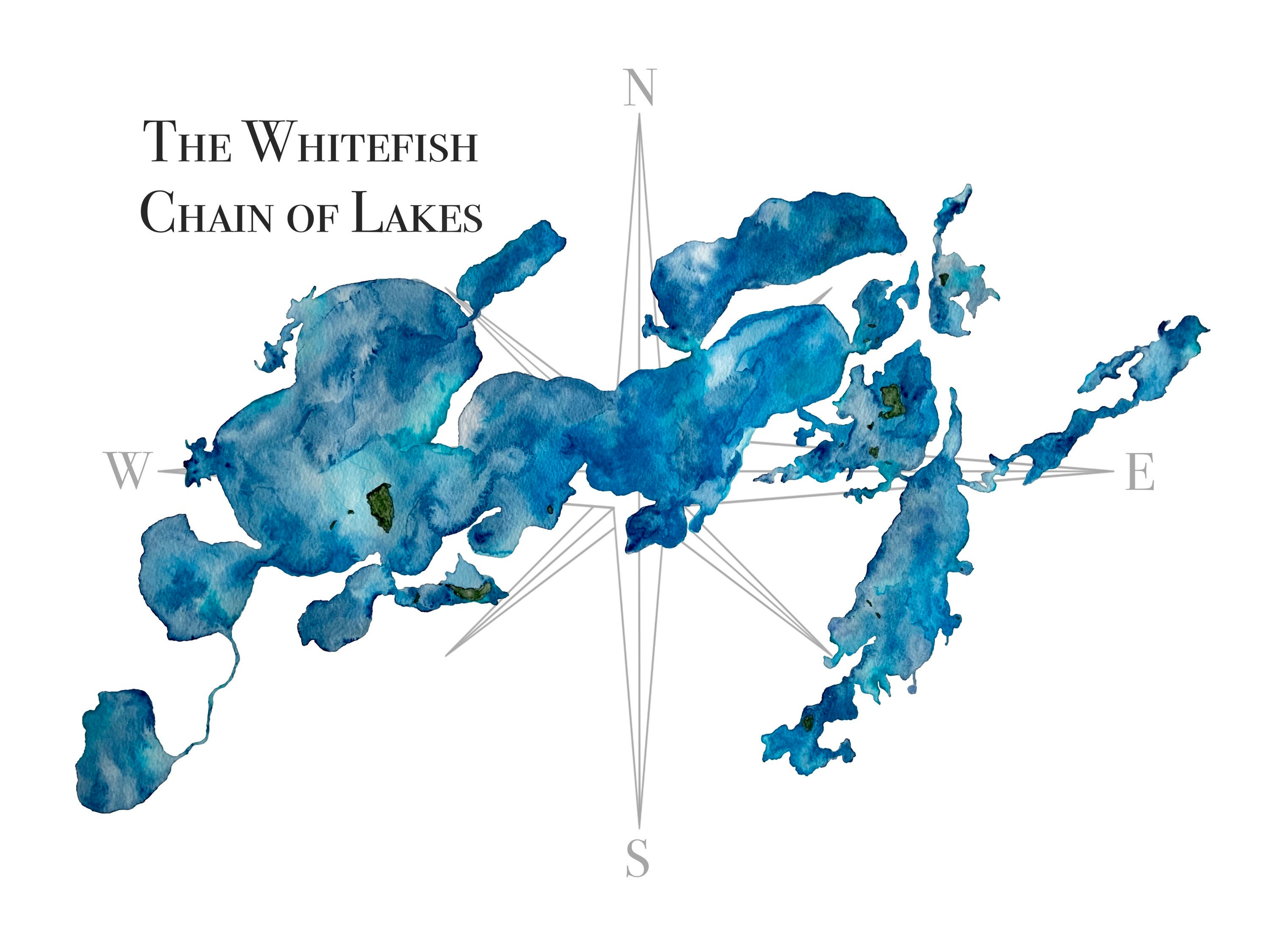 The Whitefish Chain of Lakes Whitefish Chain Painting Etsy