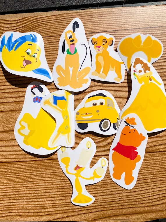 Yellow pack Disney stickers for water bottles and scrapbooks sticker bundle  hydroflask