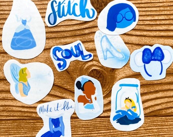 Paquete de calcomanías de disney azul para planificadores paquete de pegatinas de disney