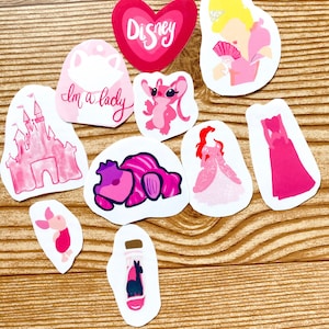 Pink 10 set Disney water resistant pack transparent for laptops decals Disney  sticker bundle
