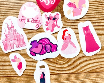 Roze 10 set Disney waterbestendig pakket transparant voor laptops stickers Disney stickerbundel