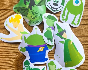 Groen Disney stickerpakket waterbestendig voor bidons en telefoonhoesjes Disney stickerpakket