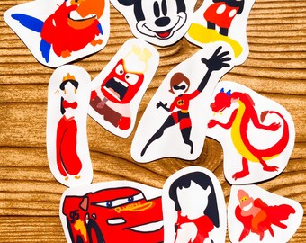 Red sticker pack decals for water bottles and scrapbooks car decal Disney sticker bundle
