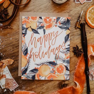 Oranges de Noël à l'aquarelle | Décoration vintage scandinave peinte Joyeuses Fêtes 2021 | Noël vintage | Zéro déchet, éco-durable