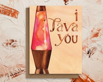 I Lava You | Retro Lava Lamp Greeting Card | Watercolor Card | Retro Aesthetic | Eco Sustainable | Galentines | Card for Valentines Day