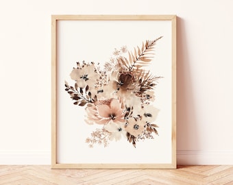 | de décoration murale Boho Aquarelle Florale Séchée Paume Neutre Bouquet Minimal | | physique de mariage de fleurs sauvages Chambre d’enfant Baby Boho