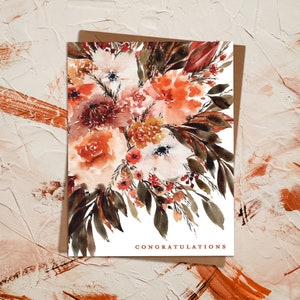 florale bohème bohème de couleur rouille félicitations | Bouquet de fleurs sauvages | Mariage bébé douche nuptiale anémone durable respectueux de l'environnement