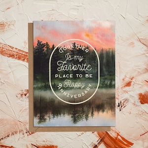 Ensemble, c'est mon endroit préféré | de voeux de paysage à l'aquarelle | Anniversaire d'une aventure en plein air | Peint écologiquement durable