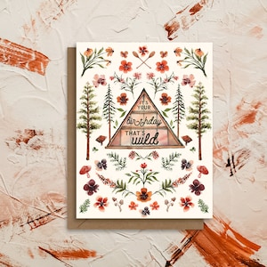 C'est votre anniversaire, c'est fou | Aquarelle de chalet Cottagecore Carte de vœux