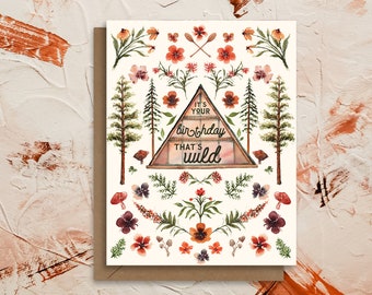 It's Your Birthday, That's Wild | Cottagecore Cabin Watercolor Greeting Card