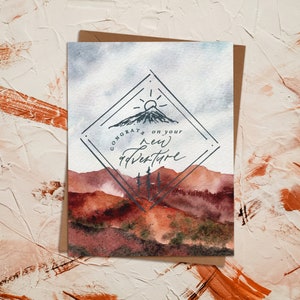 de voeux de paysage d'aquarelle de montagne | Elopement Mariage aventure Fiançailles de bébé | Parc national des Rocheuses du Colorado | Eco-durable
