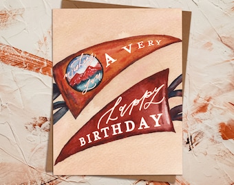 Watercolor Pennant Birthday Card | Retro Camp Adventure Greeting