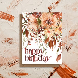 Happy Birthday Handpainted Watercolor Floral Greeting Card | Sustainable Eco | paperbec