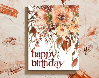 Happy Birthday Handpainted Watercolor Floral Greeting Card | Sustainable Eco | paperbec