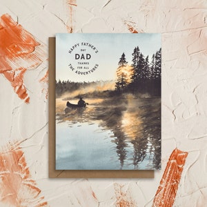Bonne fête des pères, papa | Merci pour les aventures | de paysage de chalet de forêt de lac de <br> Liste d'envies Vous avez des idées ? Cadeaux de camping en plein air pour papa