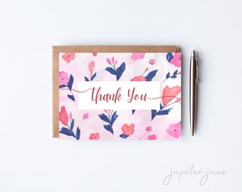 Printable Thank You Card, Floral Thank You Card, Thank You, Flower Thank You Cards