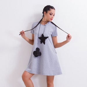 Lässiges Kurzarm Kleid, Lockeres Frühlingskleid, Sommerkleid mit Taschen, Plus Size Kleidung