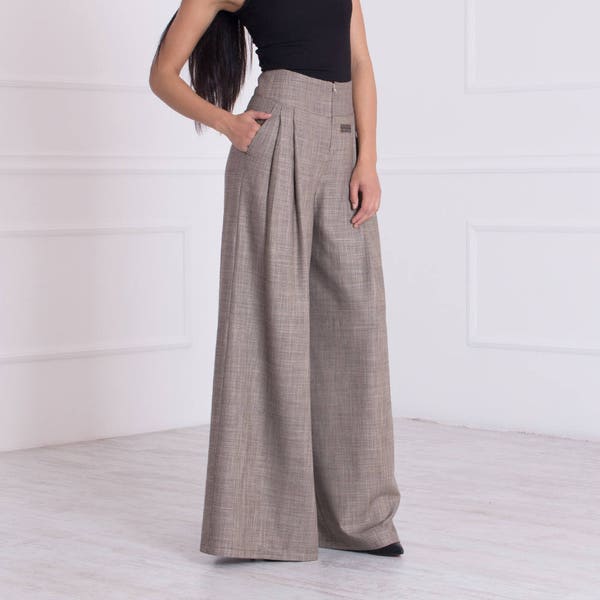 Plus Size Wide Leg Pants - Etsy