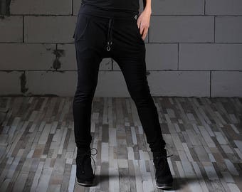 Drop Crotch Pants Women, Harem Pants, Yoga Pants, Joggers Women, Baggy Pants, Harem Joggers, Black Pants, Jersey Pants, Aladdin Pants