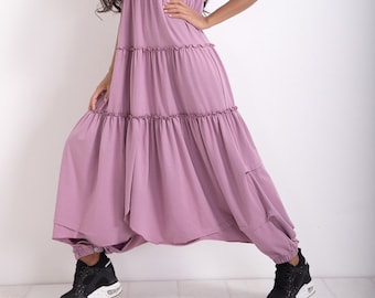 Plus Size Dress, Maxi Dress With Short Sleeves, Long Dress, Asymmetrical Dress, Harem Dress, Pink Dress For Women, Tank Dress, Party Dress