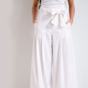 Palazzo Pants, Linen Pants Women, Wide Leg Pants, Linen Clothing, Long Linen Pants, White Linen Pants, High Waisted Pants, Friends Fashion image 1