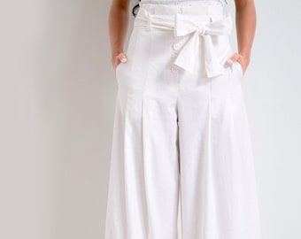 Palazzo Pants, Linen Pants Women, Wide Leg Pants, Linen Clothing, Long Linen Pants, White Linen Pants, High Waisted Pants, Friends Fashion