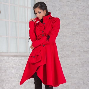 Winter Coat Wool Coat Red Coat Women's 