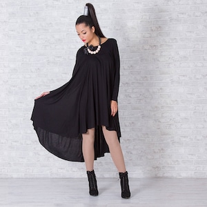 Oversize Woman Tunic, Extra Loose Tunic, Black Asymmetrical Tunic, Plus Size Tunic, Maxi Tunic, Cotton Tunic by Friends Fashion