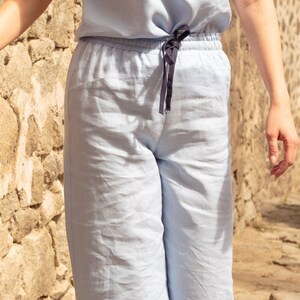 Wide leg linen pants, washed linen trousers, loose linen pants, linen clothing by Friends Fashion