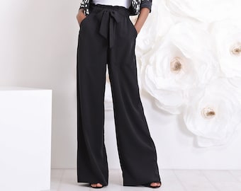 Pantalon large, Pantalon palazzo, Vêtements grande taille, Pantalon taille haute, Pantalon femme, Pantalon large, Pantalon palazzo noir, Vêtements pour femme