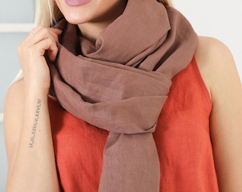 Women Linen Scarf, Natural Linen Wrap, Summer Cloack Shawl