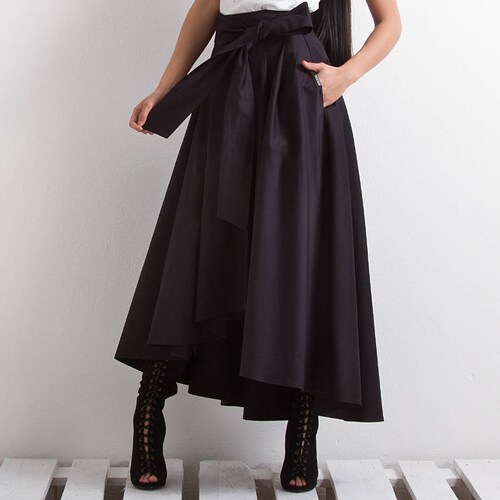 Asymmetrical Skirt/ Extravagant Skirt/ Long Skirt/ Midi Skirt/ Elegant Skirt/ Casual Skirt/ Black Skirt/ Loose Skirt/ Friends Fashion
