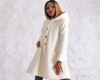 Wool Coat, Winter Designer Coat, Hoodie Women, Plus Size Clothing  FF C1W1