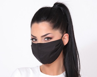 Washable Cotton Mask, Black Mask, Handmade mask