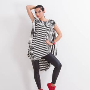 Striped Tunic/ Short Sleeve Tunic/ OVERSIZE Tunic/ Maxi Tunic/ Asymmetrical Tunic/ Loose Tunic/ Casual Tunic/ Woman Tunic/ Friends Fashion