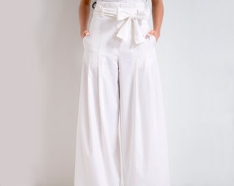 wide leg linen pants palazzo