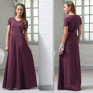 Frauen Casual Kleid / lange Baumwolle Kleid / Kurzarm Kleid / Plus Size Kleidung