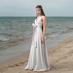 Linen Beach Wrap Wedding Dress - Bridesmaid and Wedding Guest Dress ...